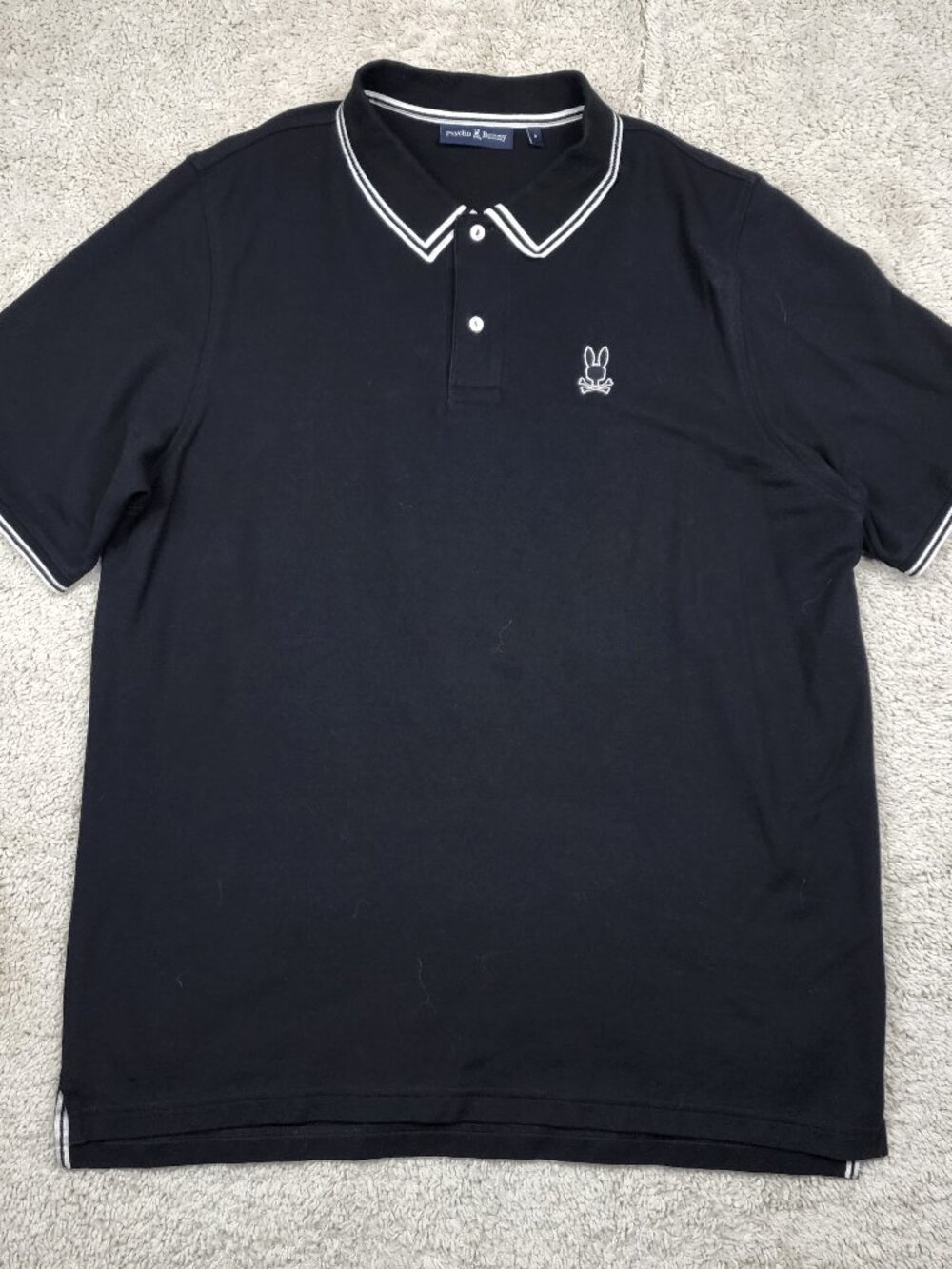 Psycho Bunny Polo Shirt XXXL 3XL Skull Logo Short Sleeve Golf Mens Size 9 Black